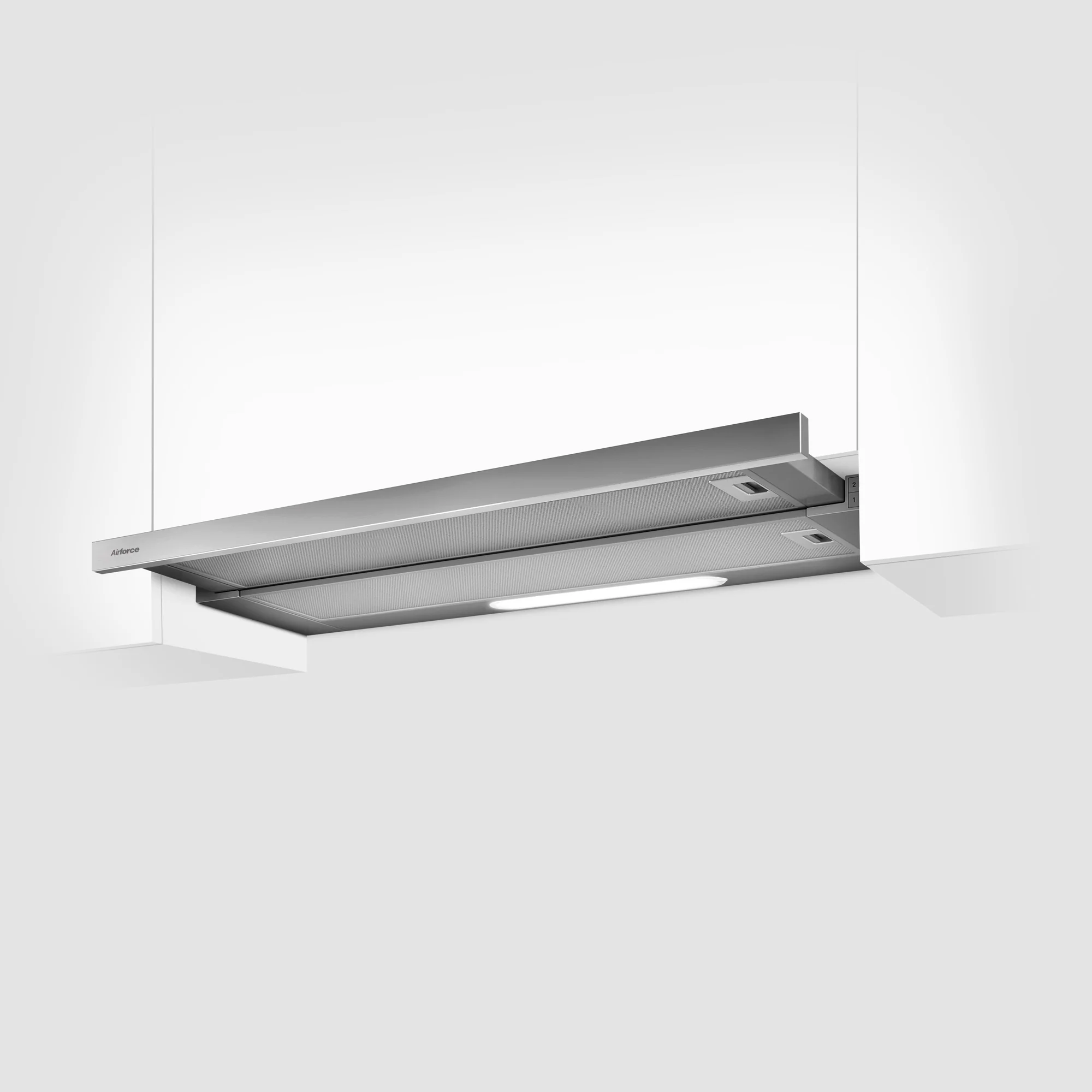 Airforce Slide 90cm Built-In Cooker Hood with Pull Out Extraction Panel, Touch Control in Stainless Steel Finish