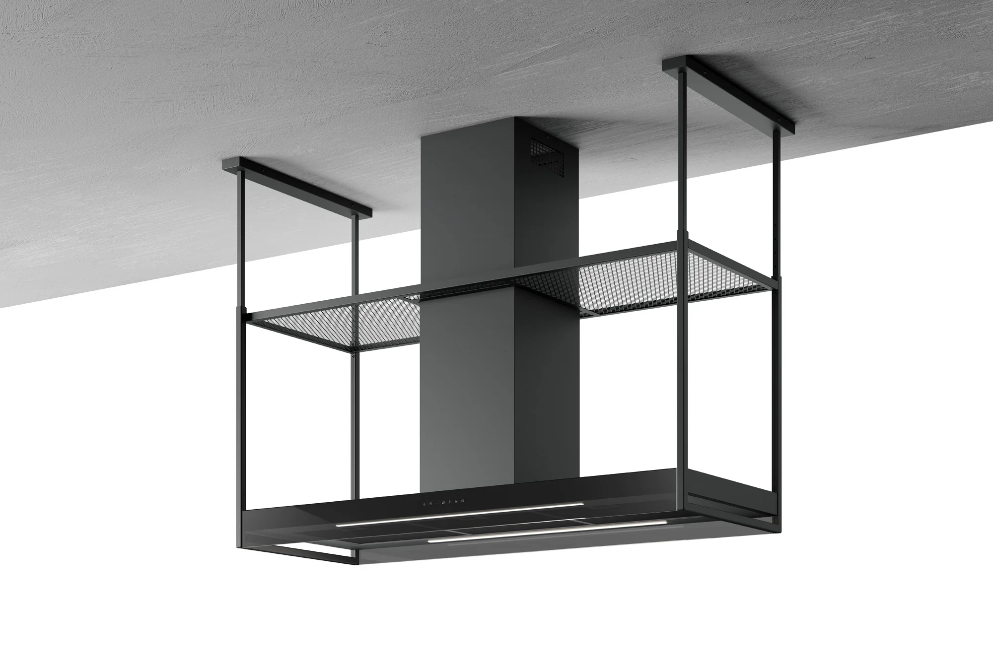 Airforce ANTARES 140cm Island Cooker Hood with Touch Controls in Black Steel Finish