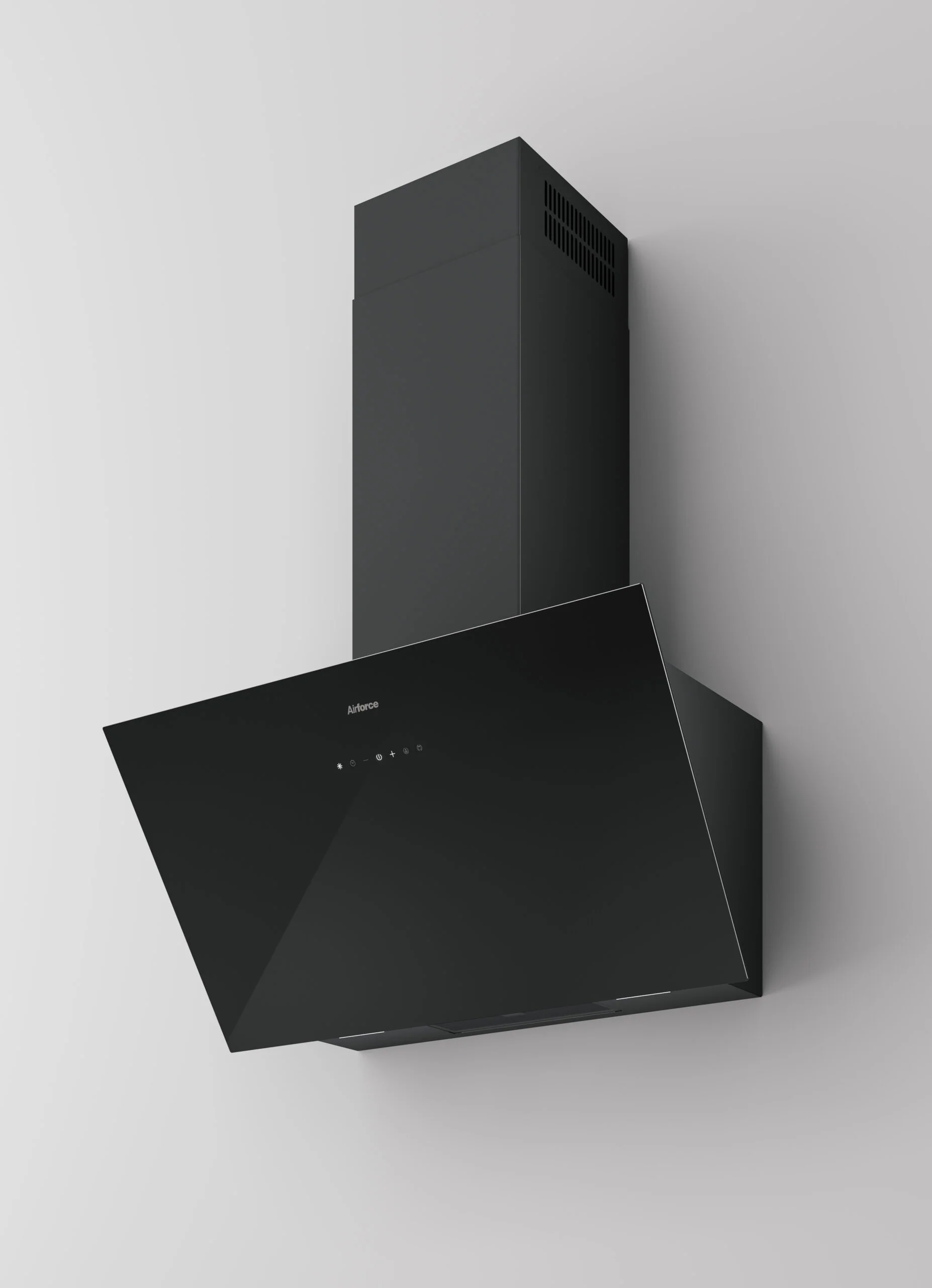 Airforce OMEGA 90cm Vertical Inclined Cooker Hood with Touch Control Black Glass Finish