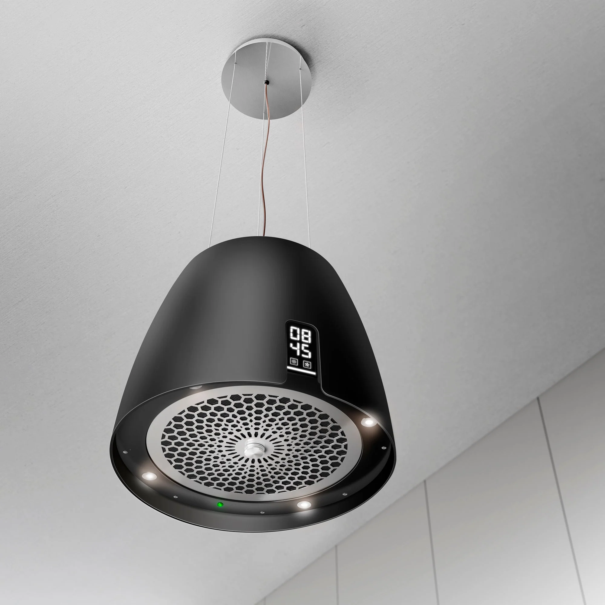 Airforce Ballerina Crisalide 47.5cm Island Cooker Hood with Touch Control & Digital Clock Satin Black Finish - Image 3