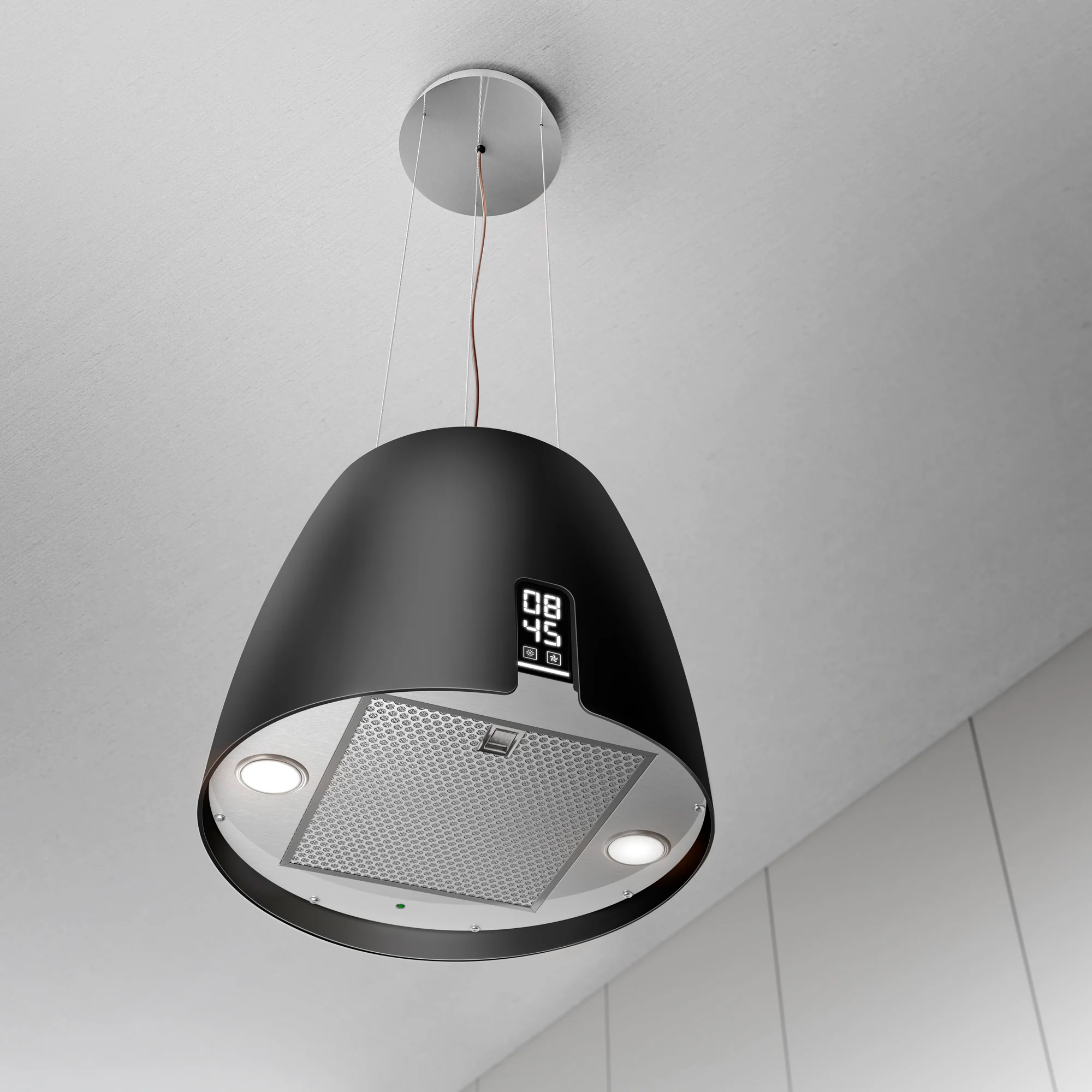 Airforce Ballerina Young 47,5cm Island Cooker Hood with Touch Control & Digital Clock Display Black Satin Finish - Image 3
