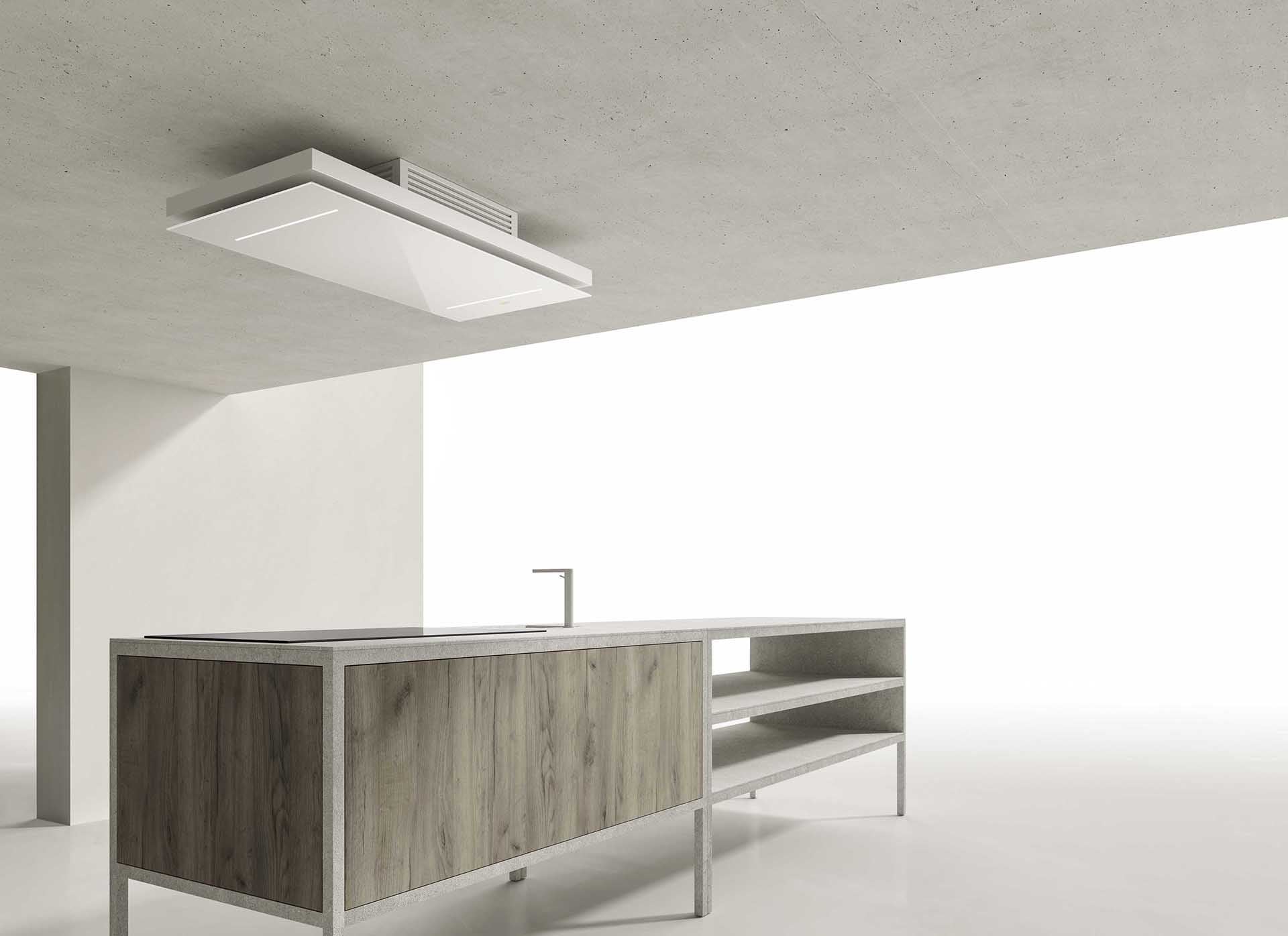 Airforce F207 EASYFIT 100cm Ceiling Mounted Filtering Cooker Hood with Remote Control in Complete White Steel & Glass Finish - Image 2