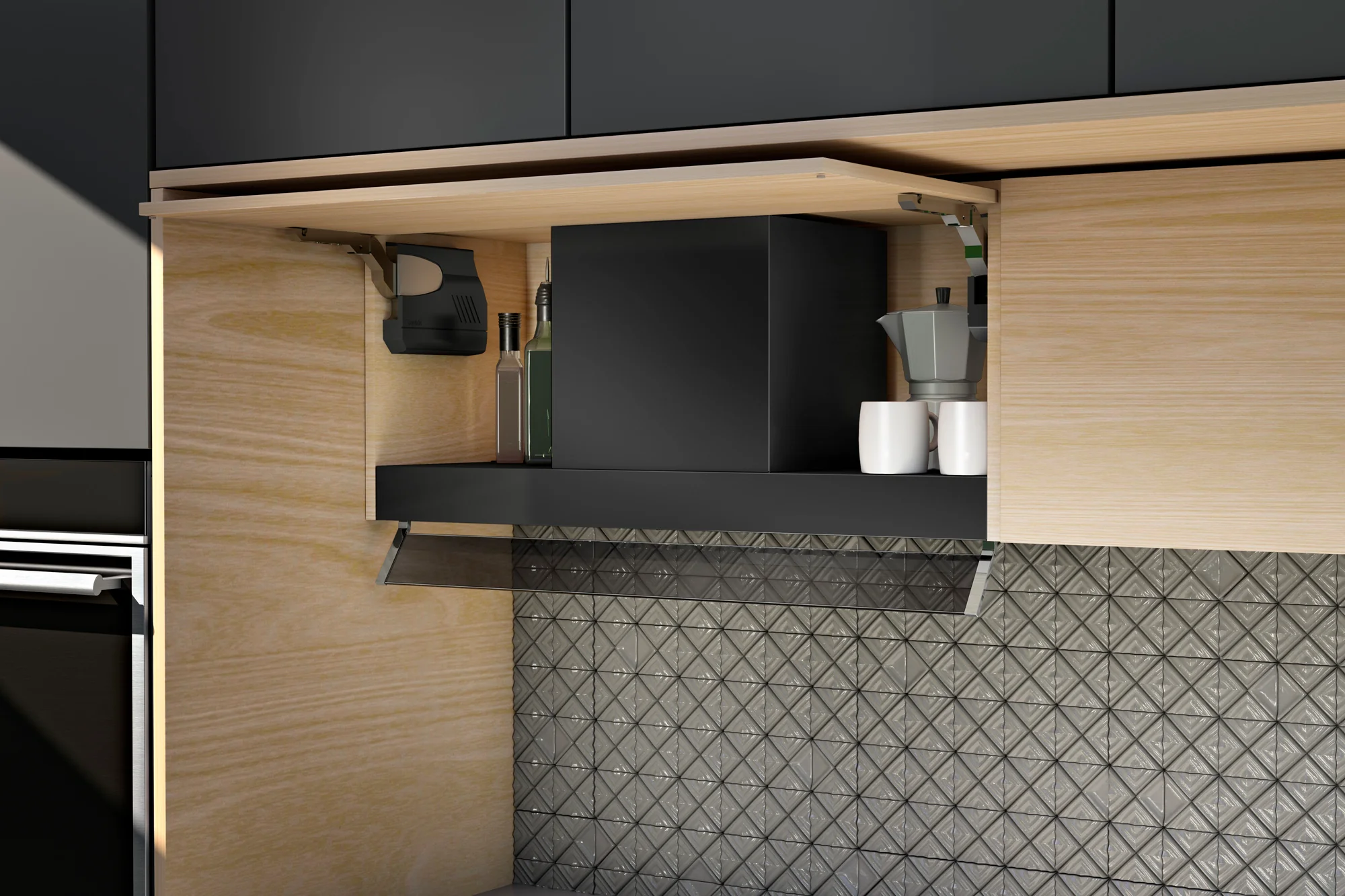 Airforce F300 60cm Built In Cooker Hood with Smoked Glass Visor Touch Button Control in Black Satin Finish - Image 5