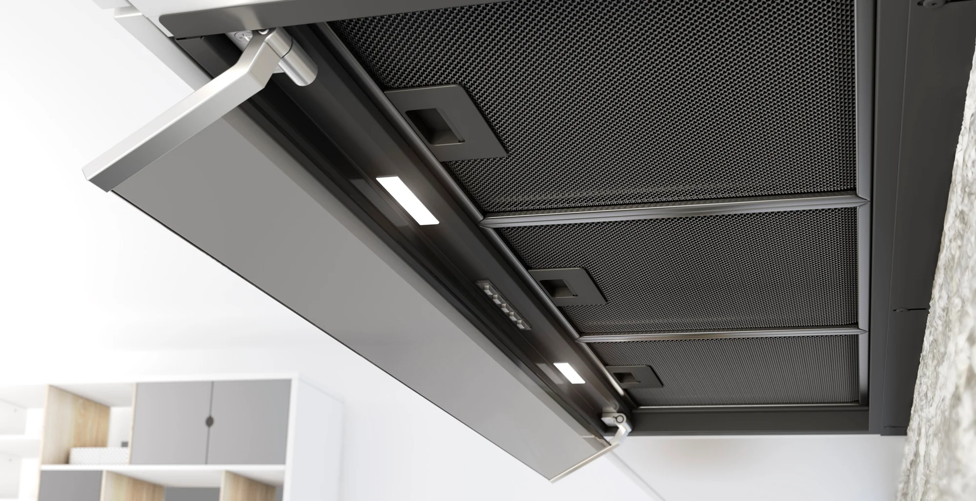 Airforce F300 60cm Built In Cooker Hood with Smoked Glass Visor Touch Button Control in Black Satin Finish - Image 2