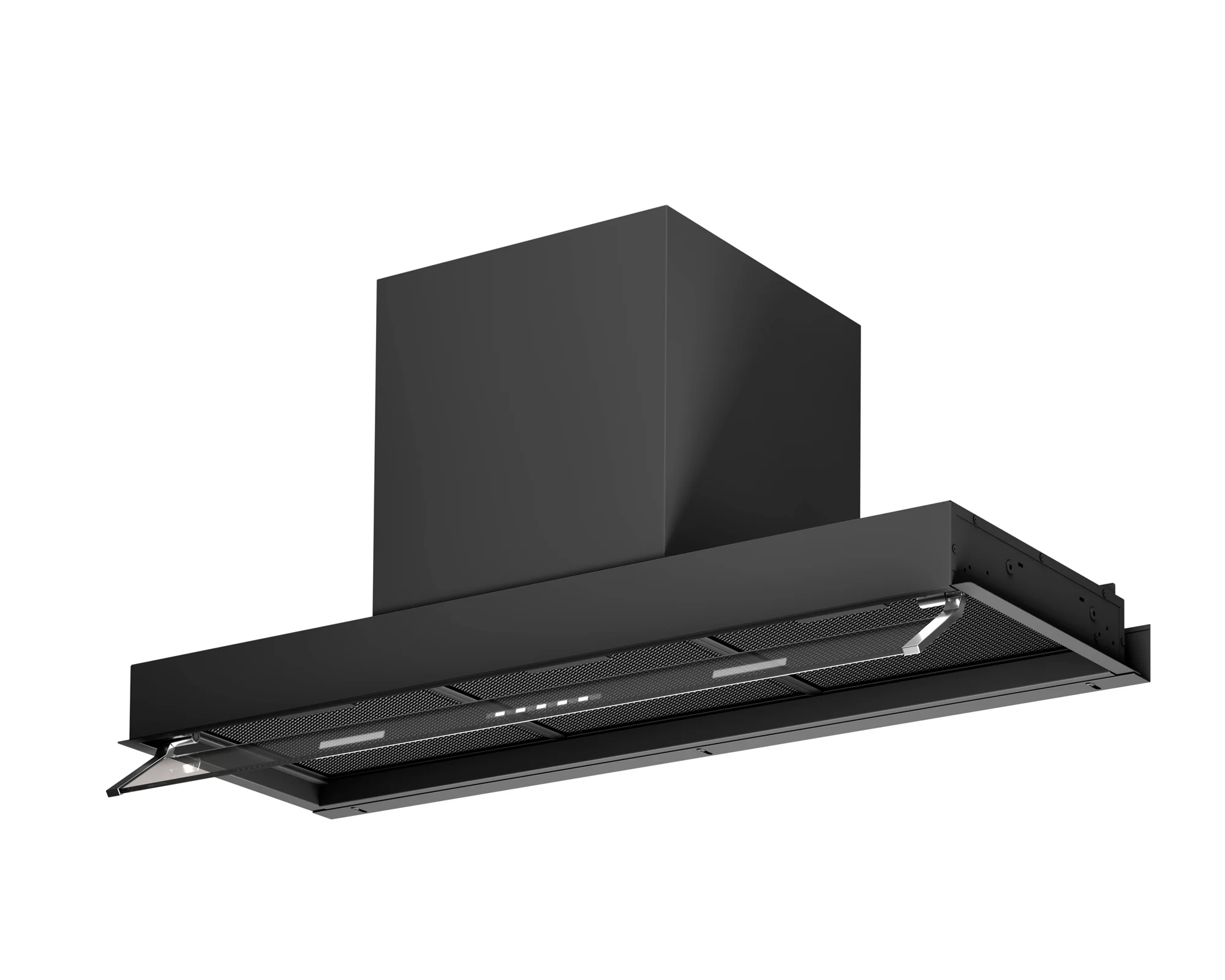 Airforce F300 60cm Built In Cooker Hood with Smoked Glass Visor Touch Button Control in Black Satin Finish - Image 4