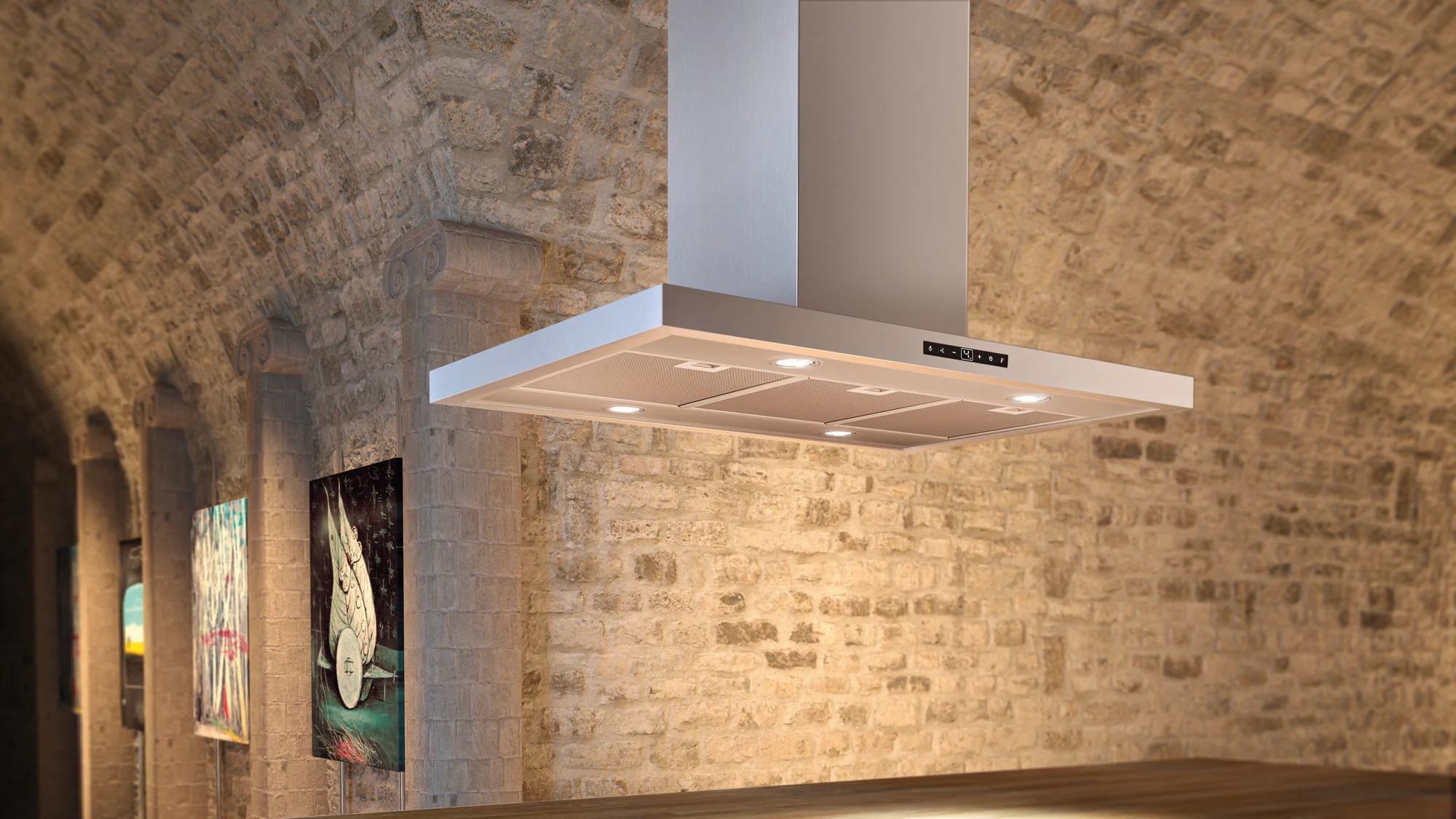 Airforce F97 90cm Island Cooker Hood with Touch Controls in Stainless Steel Finish - Image 2