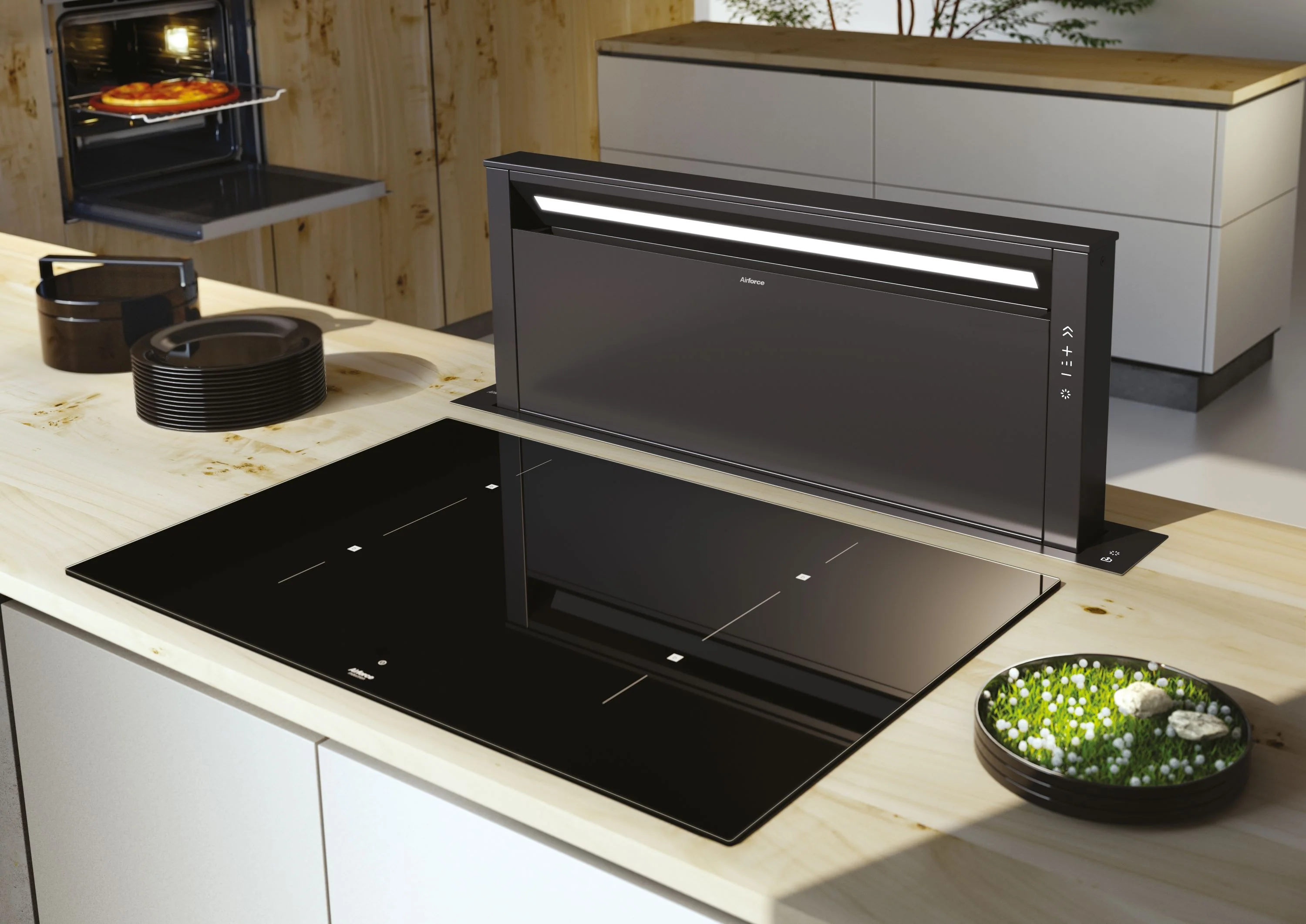 Airforce Downdraft 90cm POP-UP Downdraft Cooker Hood in Black Satin Steel Finish - Image 3