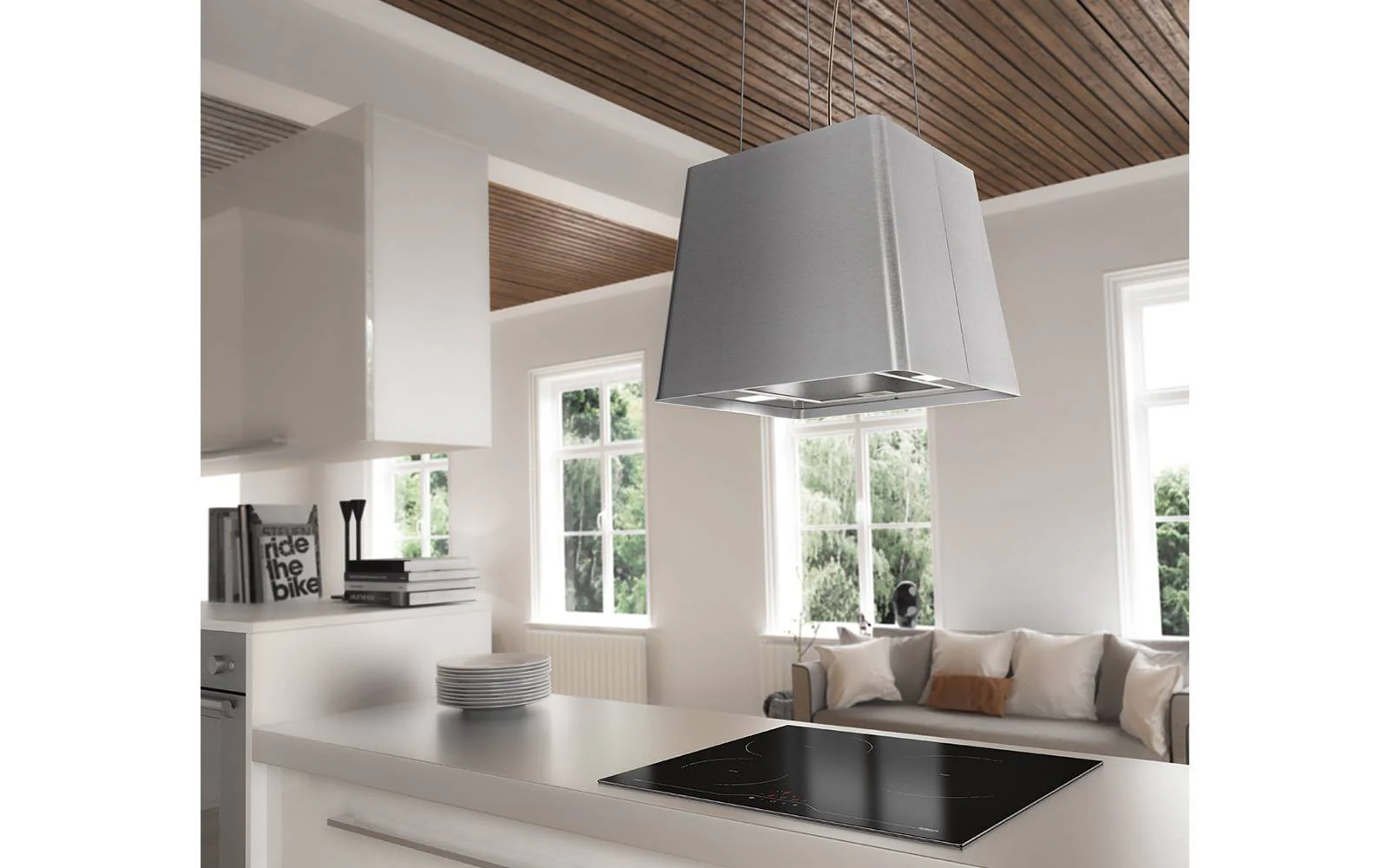 Airforce F164 45cm Island Lamp Cooker Hood with Integra System - Steel Finish