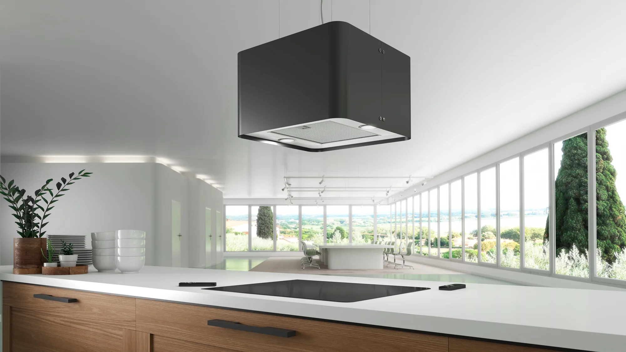 Airforce F181 45cm Black Steel Finish Island Cooker Hood with Remote Control - Image 2