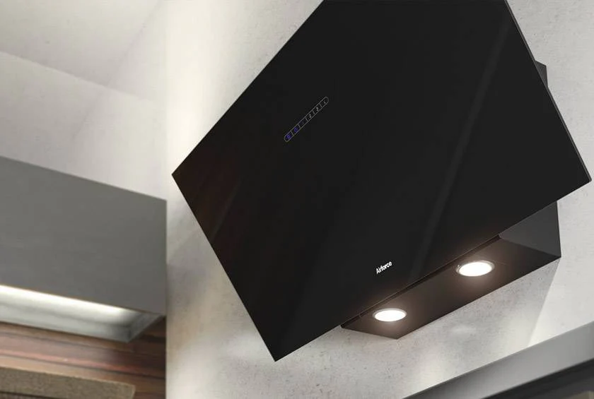 Airforce F203 60cm Angled Wall Mounted Cooker Hood with Touch Controls- Black Glass - Image 3