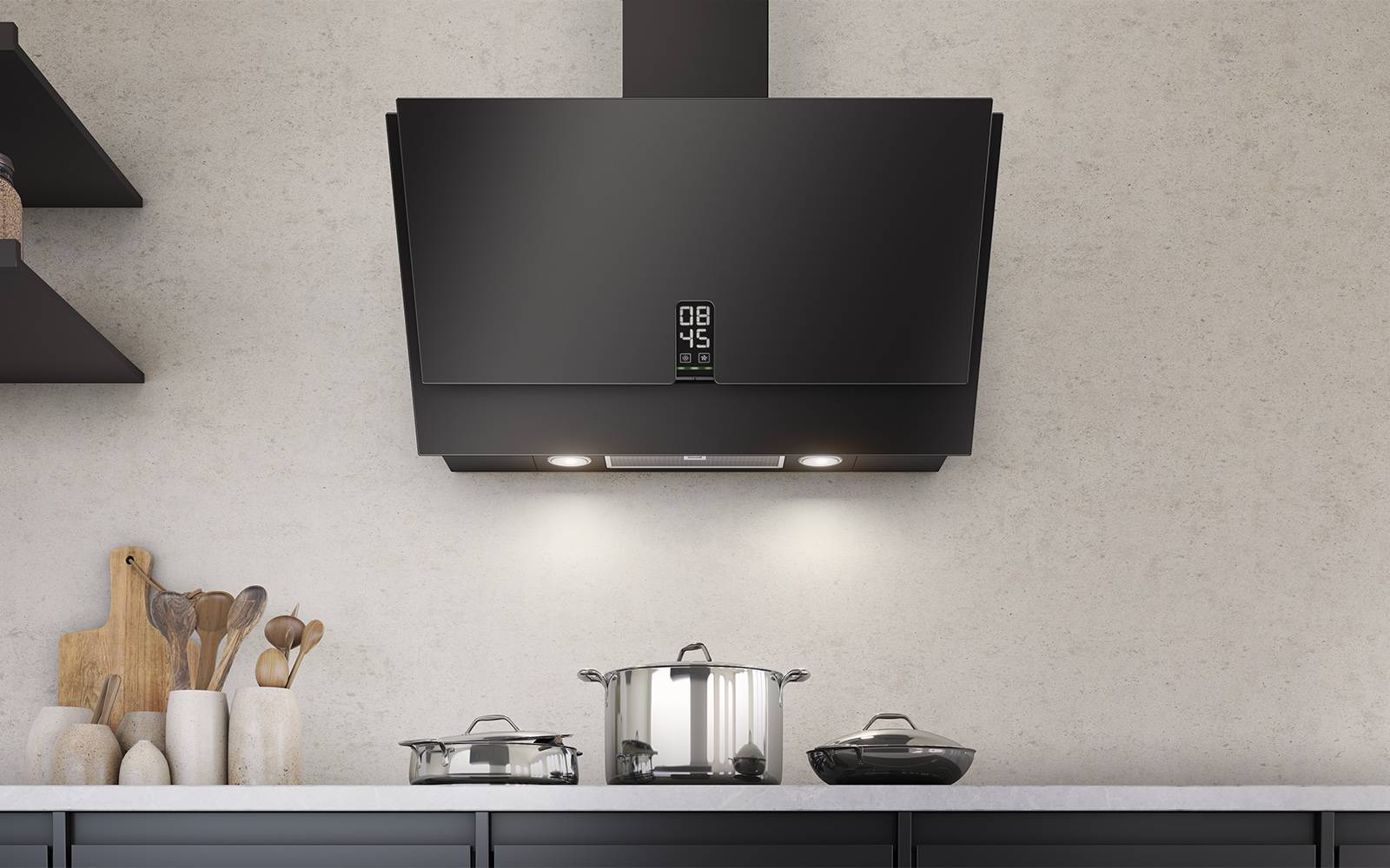 Airforce F204 Clock 80cm Satin Black Glass Finish Wall Mounted Hood - Image 3