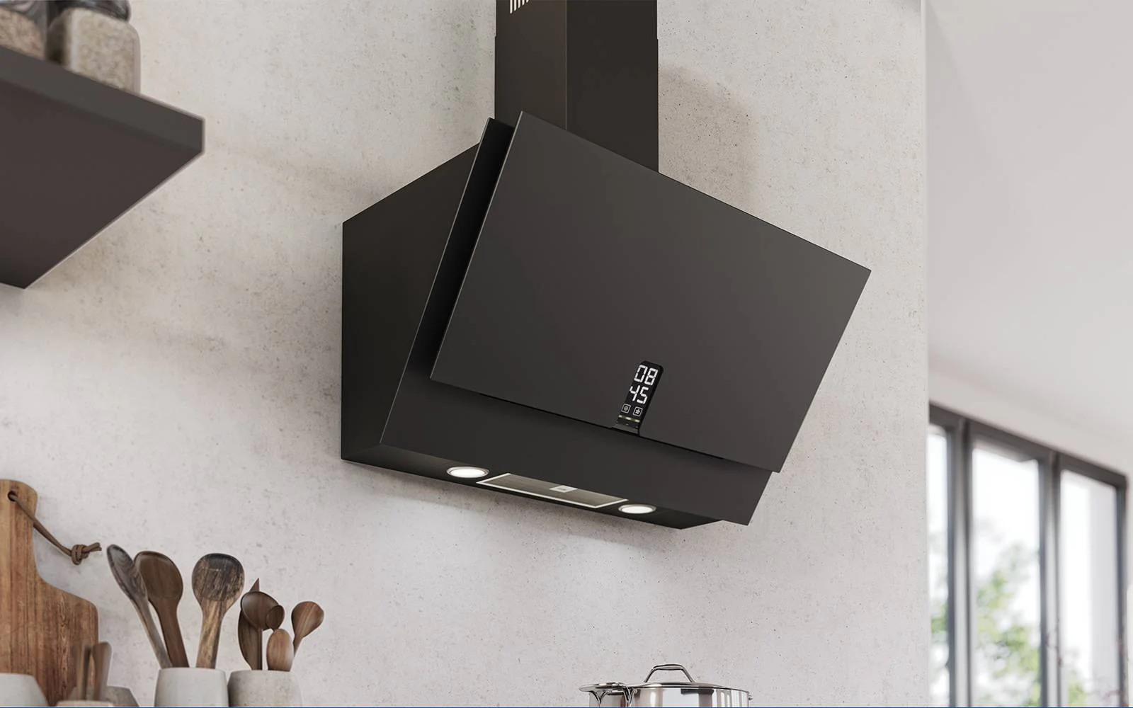 Airforce F204 Clock 80cm Satin Black Glass Finish Wall Mounted Hood - Image 4
