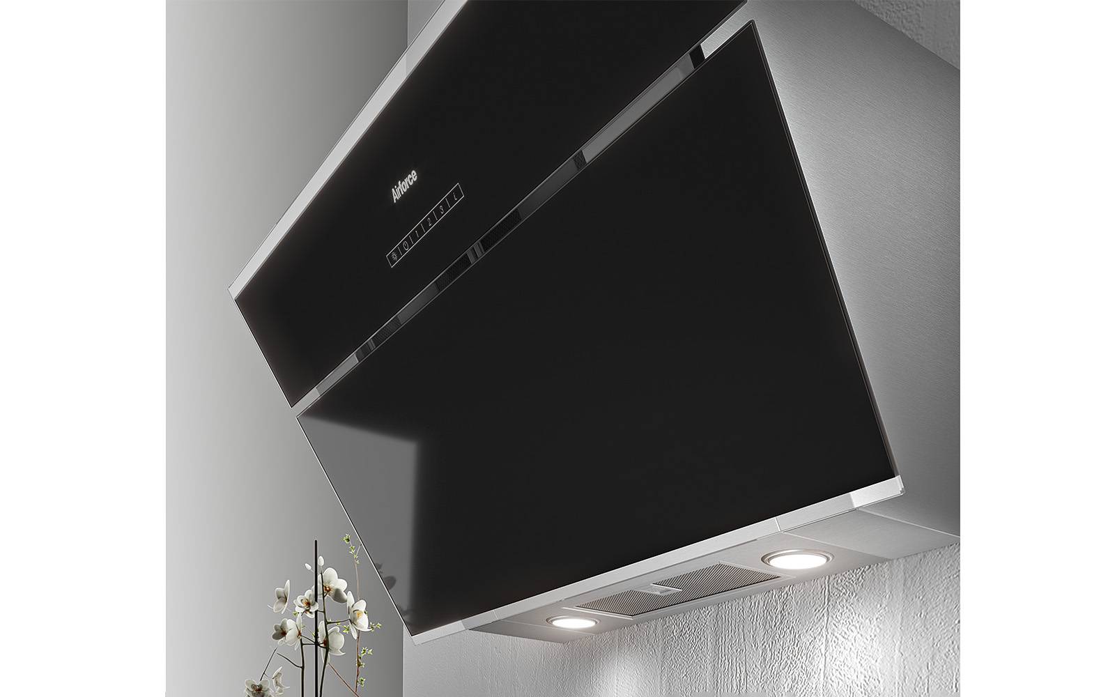 Airforce F211 80cm Wall Mounted Cooker hood with touch control Black Glass & Stainless Steel - Image 2