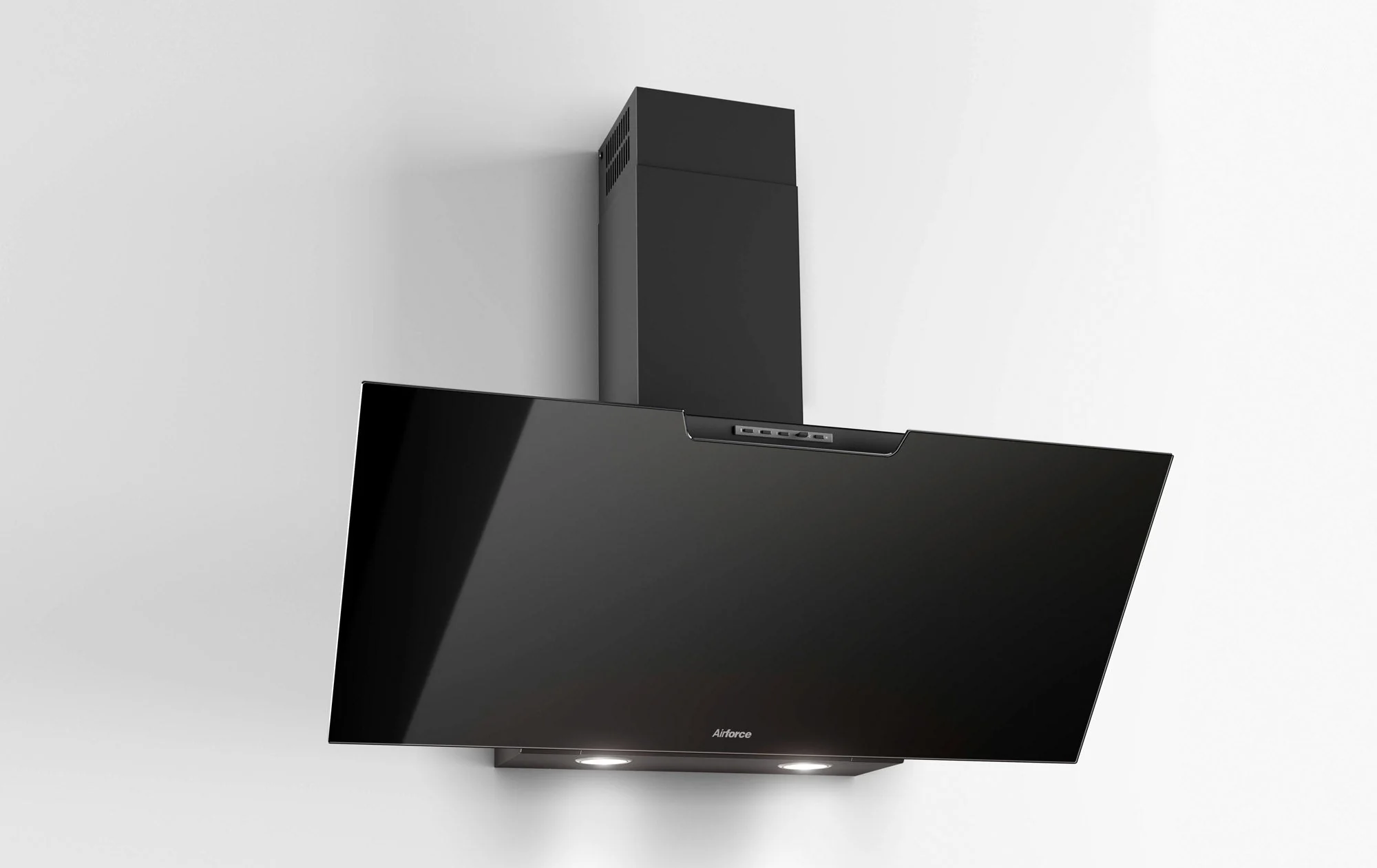 Airforce F212 80cm Angled Wall Mounted Cooker Hood with Soft Push Button Controls-Black Glass Finish - Image 2