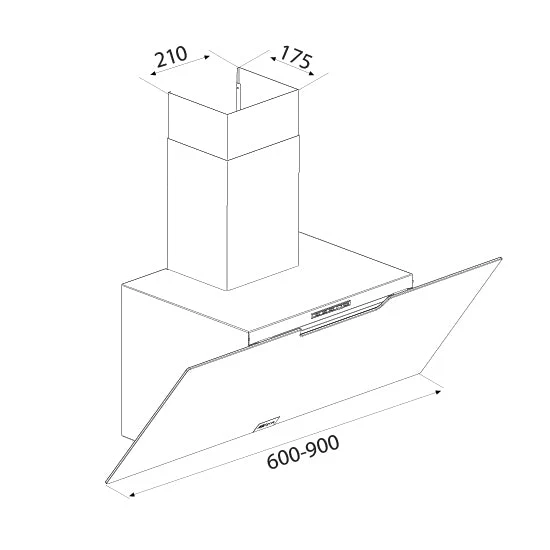 Airforce F212 80cm Angled Wall Mounted Cooker Hood with Soft Push Button Controls-Black Glass Finish - Image 5