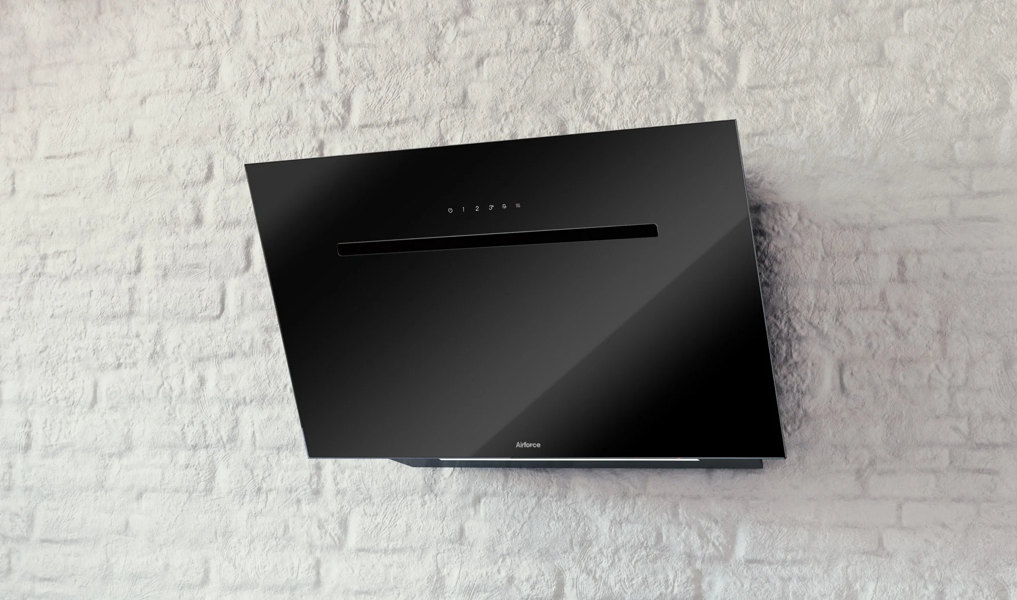Airforce Foehn 90cm No-Drop System with Heated Glass Front Wall Mounted Cooker Hood Black Glass Finish - Image 2