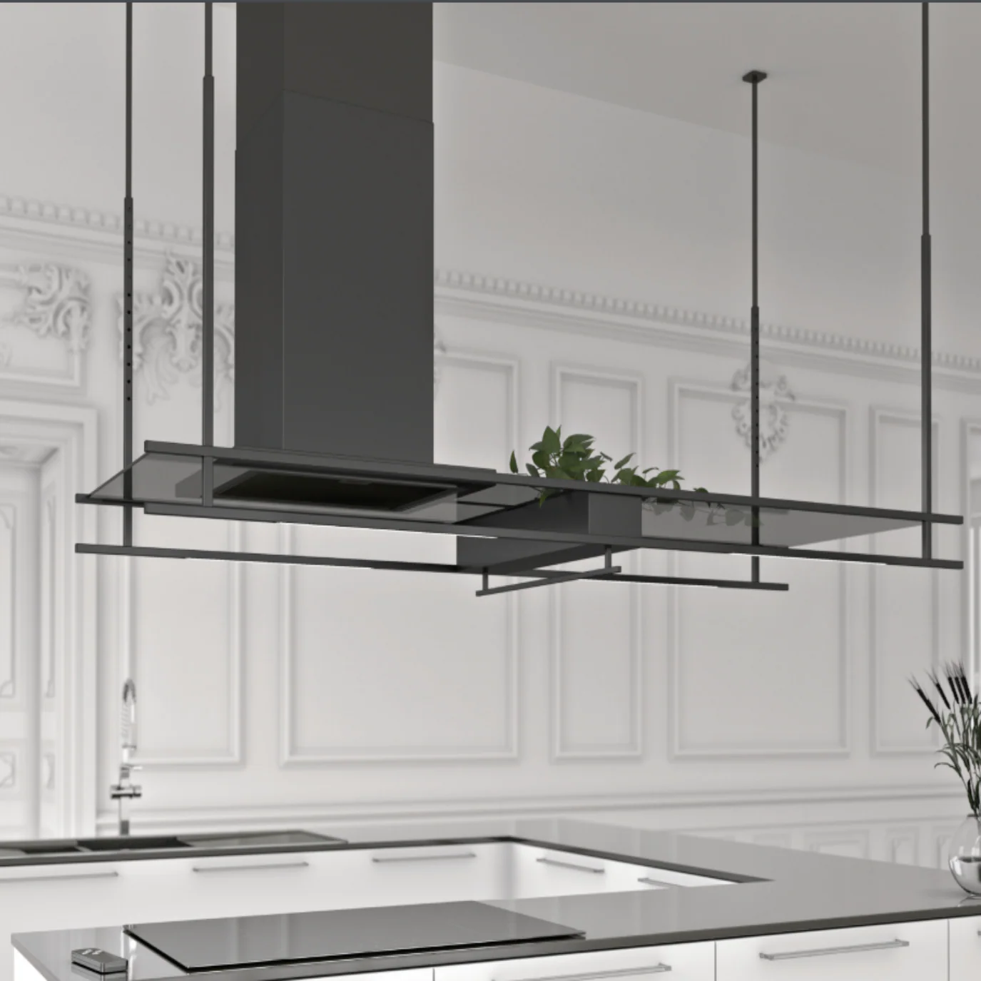 Airforce Frame 180cm Premium Island Cooker Hood - Antracite Finish
