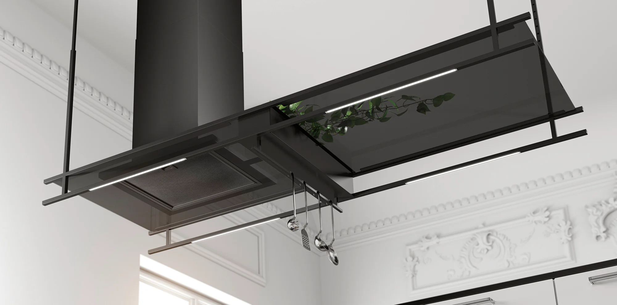 Airforce Frame 180cm Premium Island Cooker Hood - Antracite Finish - Image 3