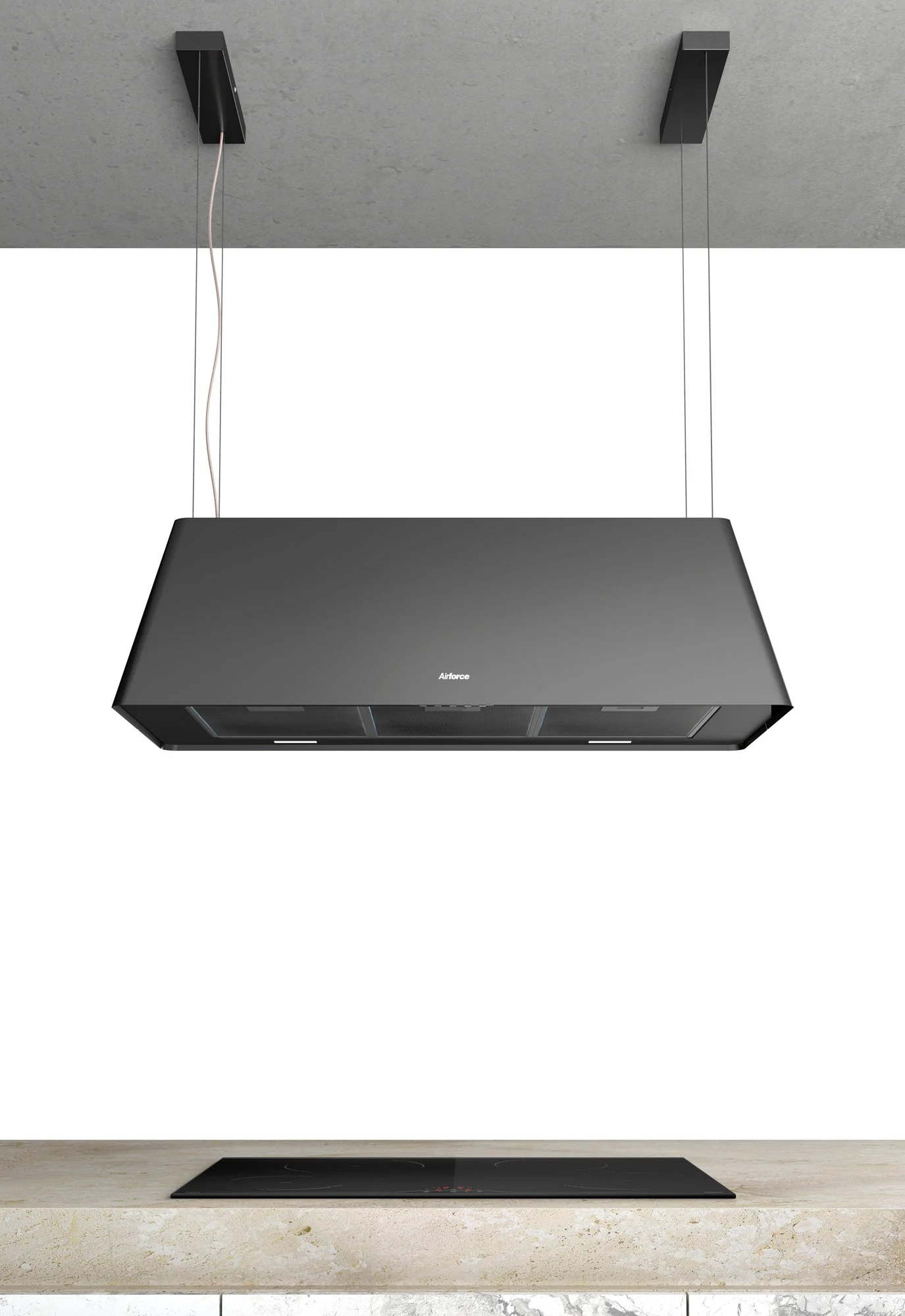 Airforce Gaia XXL 100cm Island cooker hood with touch control integra ready in Satin Black finish - Image 2