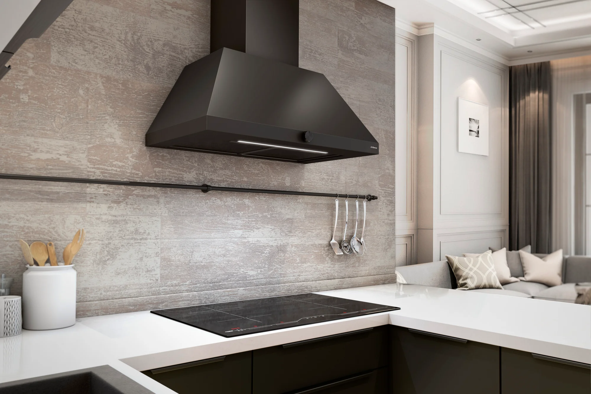 Airforce ICONIC 80cm Wall Mounted Cooker Hood with Rotary dial control- Black Finish
