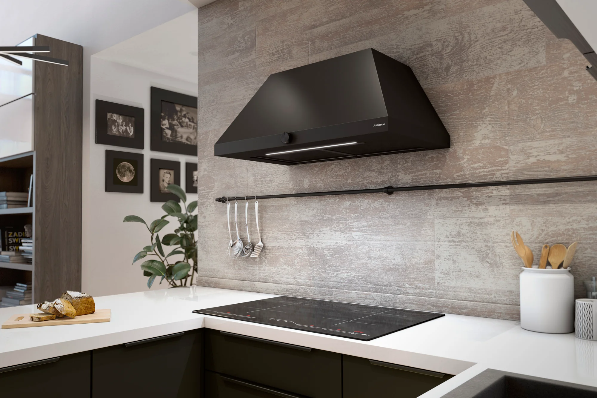 Airforce ICONIC 80cm Wall Mounted Cooker Hood with Rotary dial control- Black Finish - Image 3