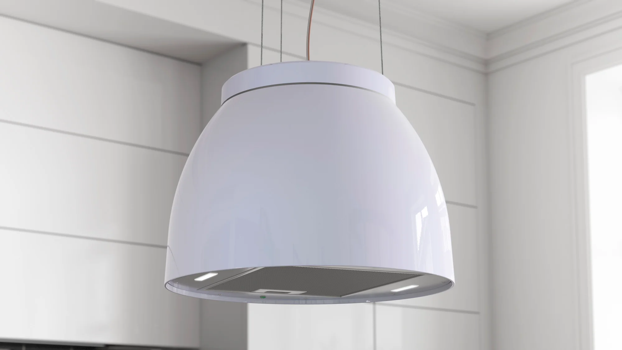 Airforce Restyled Luna 45cm Island Cooker hood in Pearl White with Slim LED Lights - Image 2