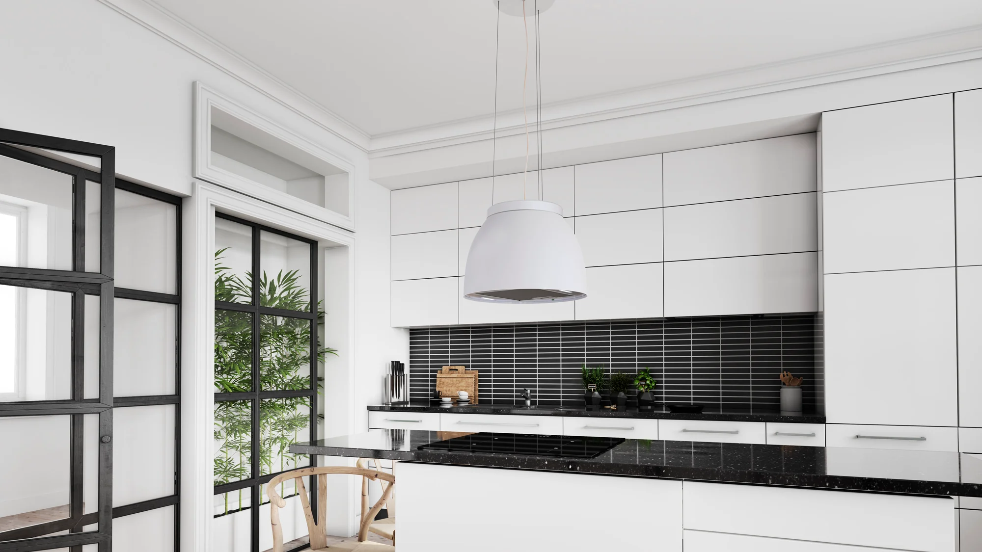Airforce Luna Island Cooker Hood 45cm in White Satin Finish with Slim LED Lights