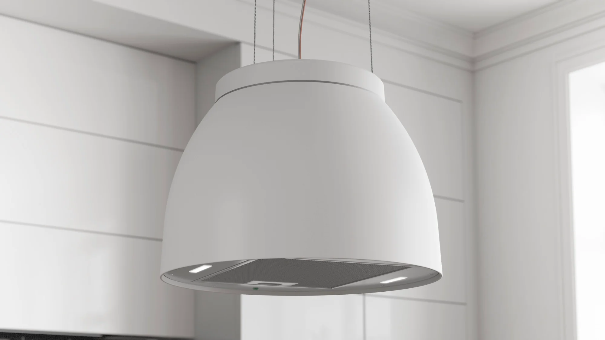 Airforce Luna Island Cooker Hood 45cm in White Satin Finish with Slim LED Lights - Image 2
