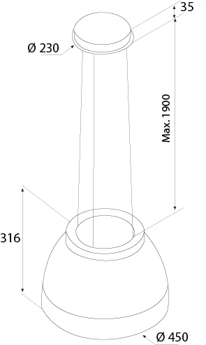 Airforce Luna Island Cooker Hood 45cm in White Satin Finish with Slim LED Lights - Image 3