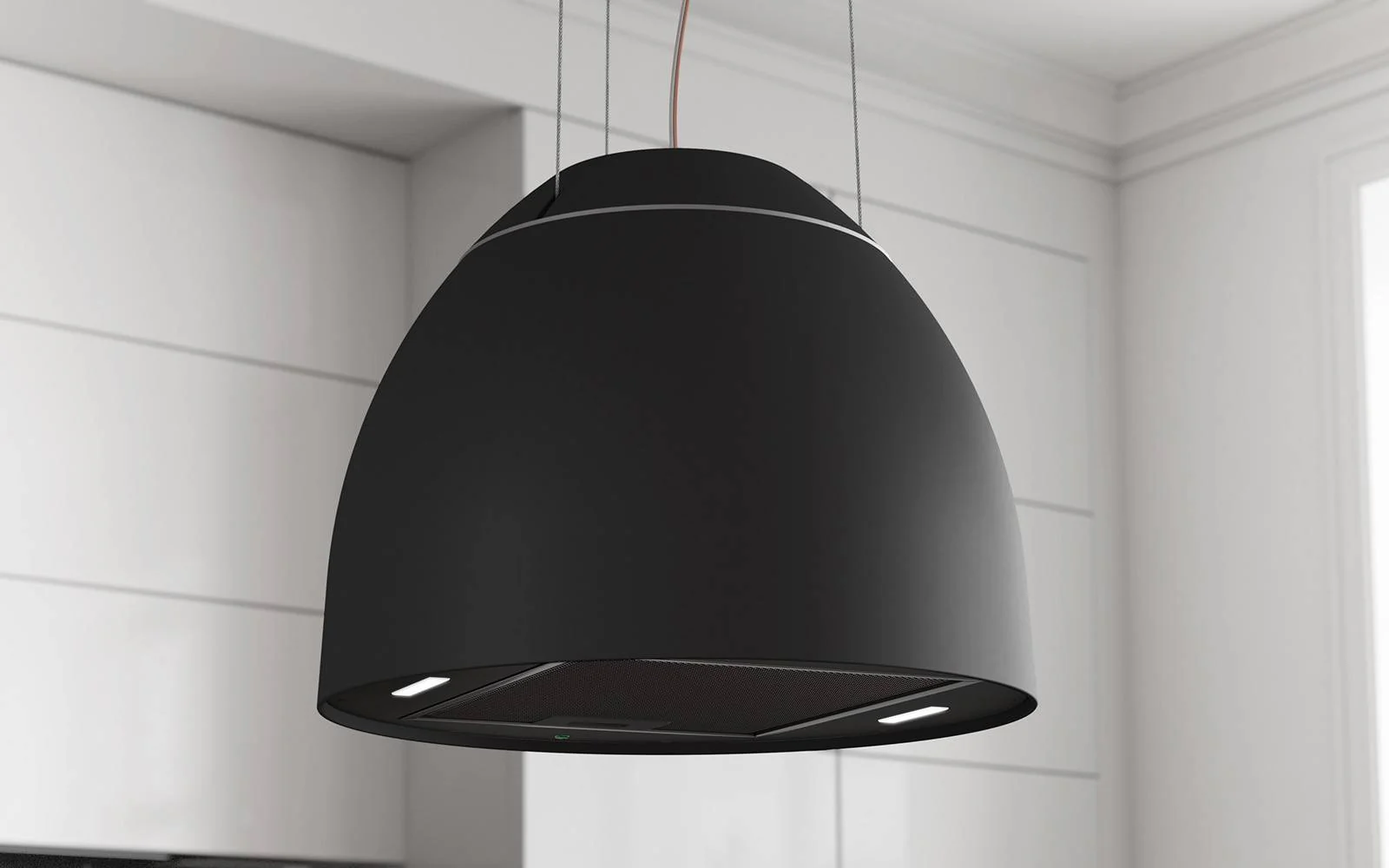 Airforce New Moon 45cm Island Cooker Hood in Complete Black Satin Finish with Slim LED Lights - Image 2