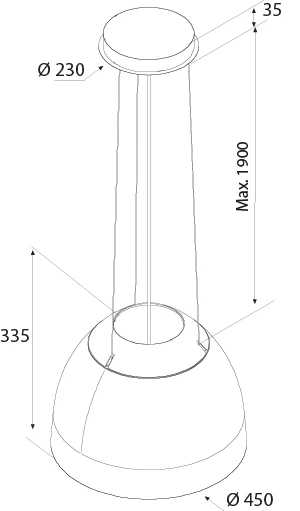 Airforce New Moon 45cm Island Cooker Hood in Complete Black Satin Finish with Slim LED Lights - Image 4