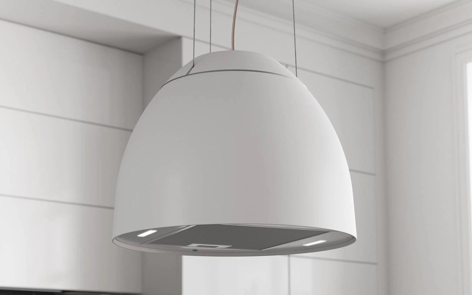 Airforce New Moon 45cm Island Cooker Hood in White finish with Slim LED Lights in Stainless Steel Bezel - Image 2