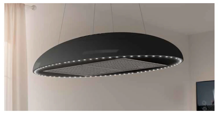 Airforce Eclipse 90cm Island Cooker Hood In Black Finish with LED lighting Surround