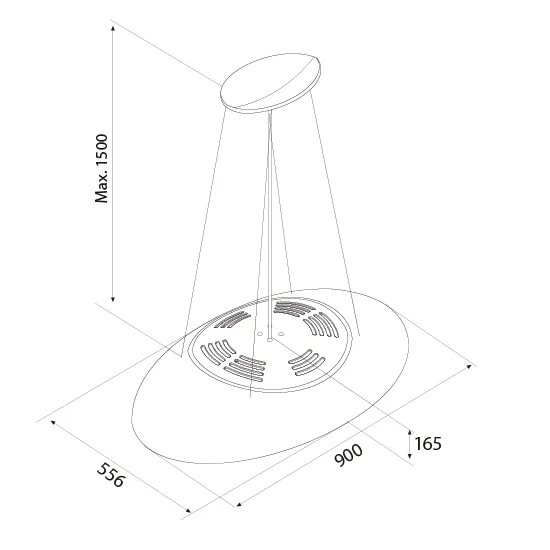 Airforce Eclipse 90cm Island Cooker Hood In Black Finish with LED lighting Surround - Image 2