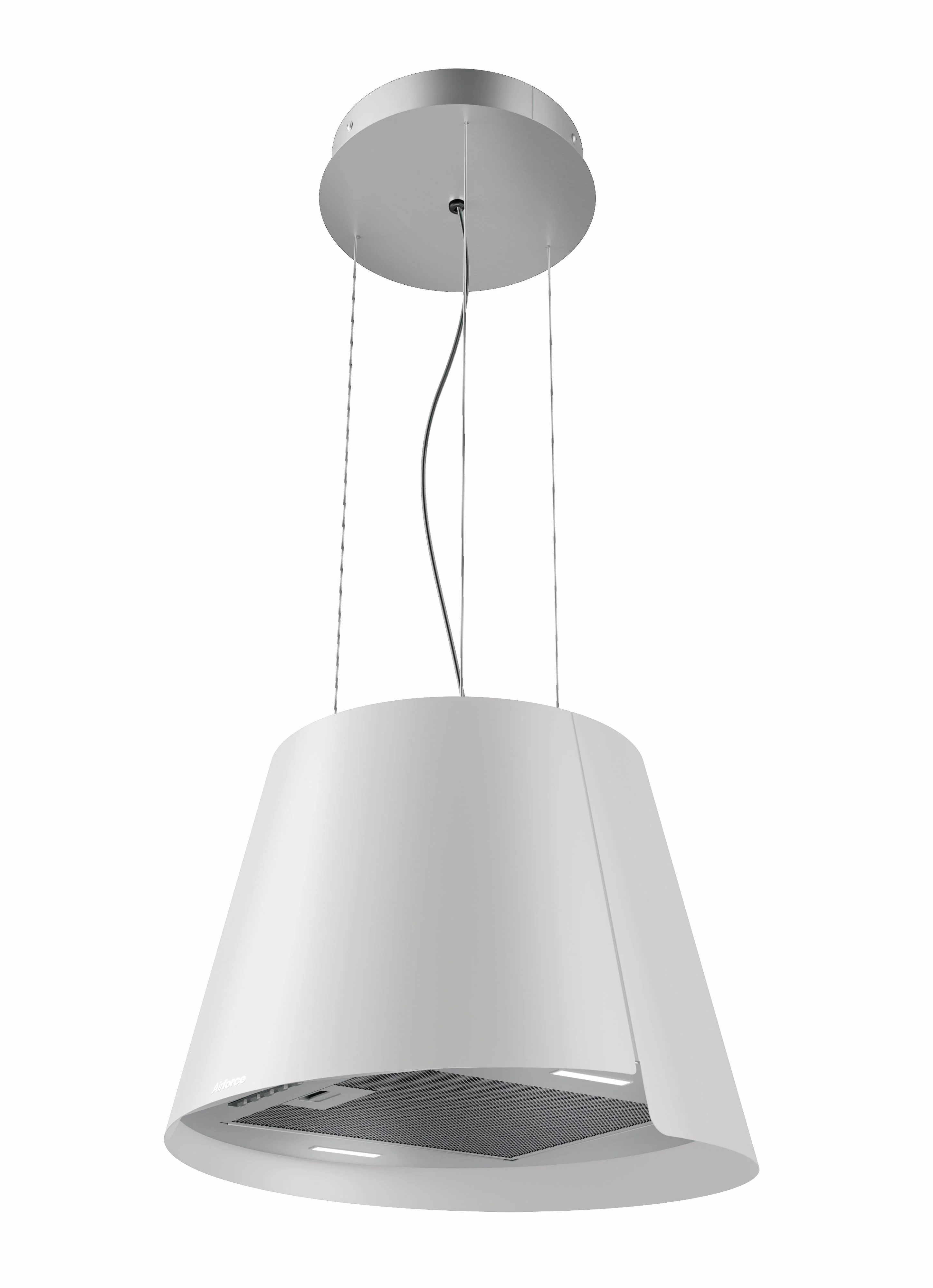 Airforce Sharp 50cm Island Cooker Hood in Satin White Finish with Touch Controls
