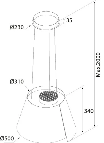 Airforce Sharp 50cm Island Cooker Hood in Satin White Finish with Touch Controls - Image 2