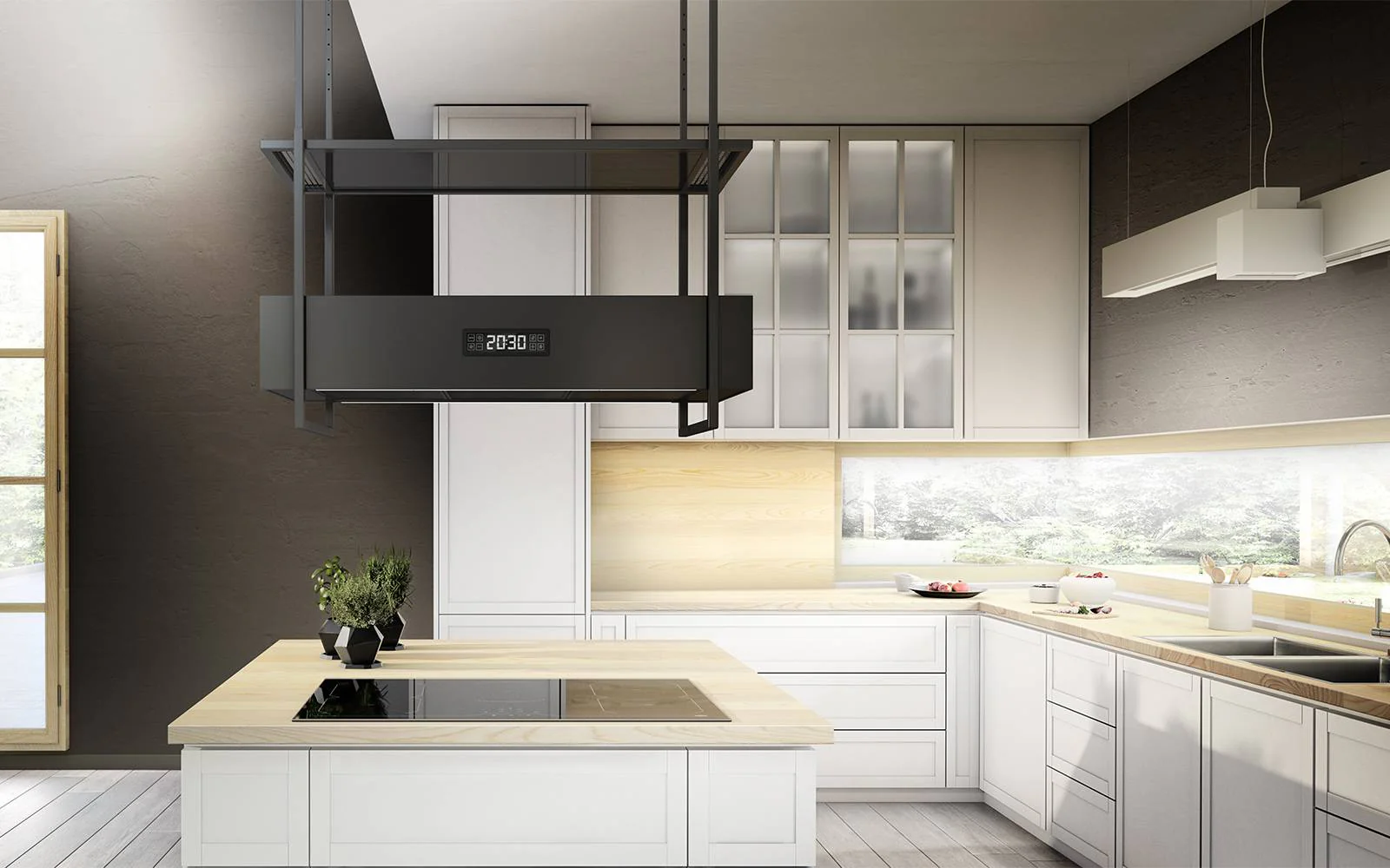 Airforce Side 100cm Island Cooker Hood with Touch Control buttons, 2 Usable shelves in Anthracite Finish - Image 4