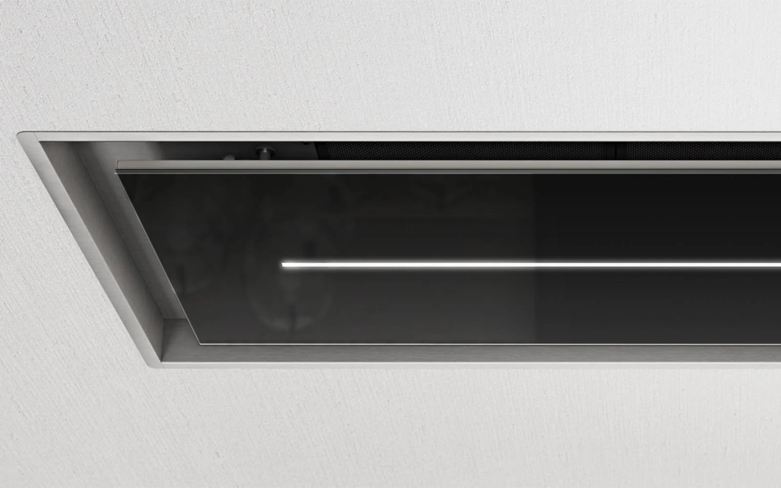 Airforce Sinergia 100cm Easy Up Ceiling Mounted Cooker Hood with LED Strip Lighting in Black Glass Finish - Image 2
