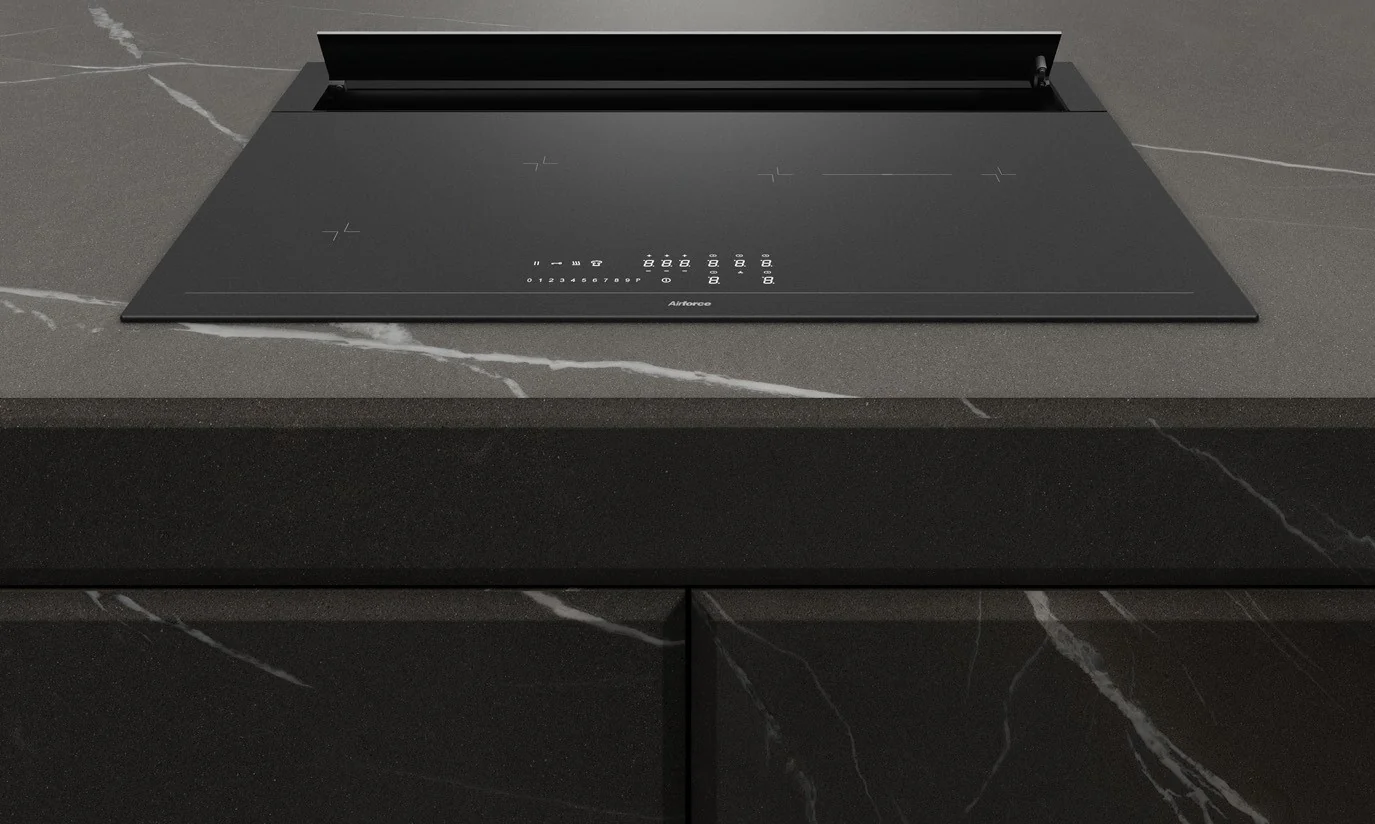 Airforce Slim Petra Filtering 80cm On-Board Motor with Rear Downdraft Full Matt Glass Finish