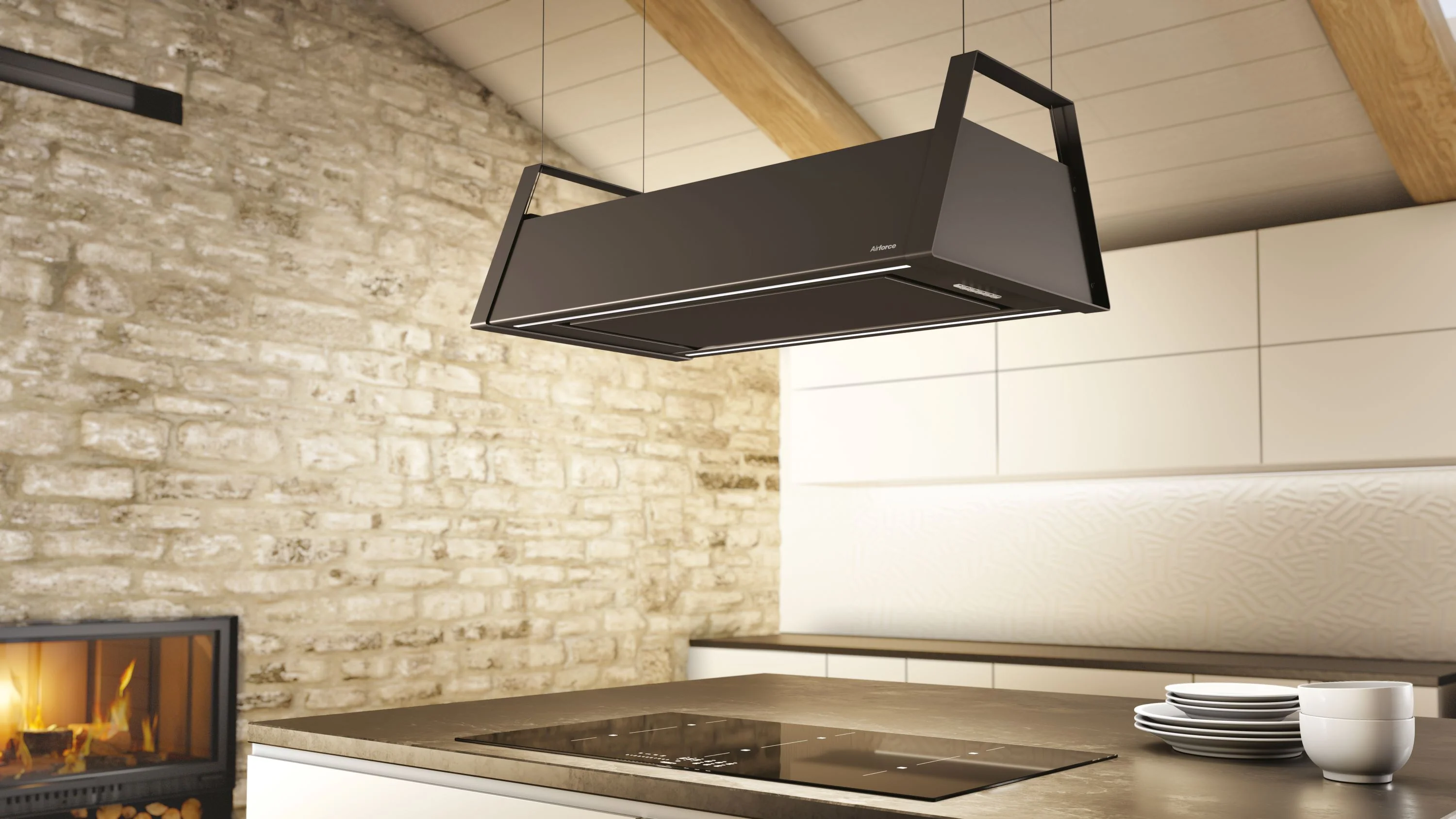 Airforce TATA 90cm Island Cooker Hood Touch Control in Anthracite Steel Finish