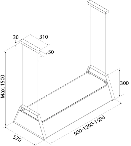 Airforce TATA 90cm Island Cooker Hood Touch Control in Anthracite Steel Finish - Image 3