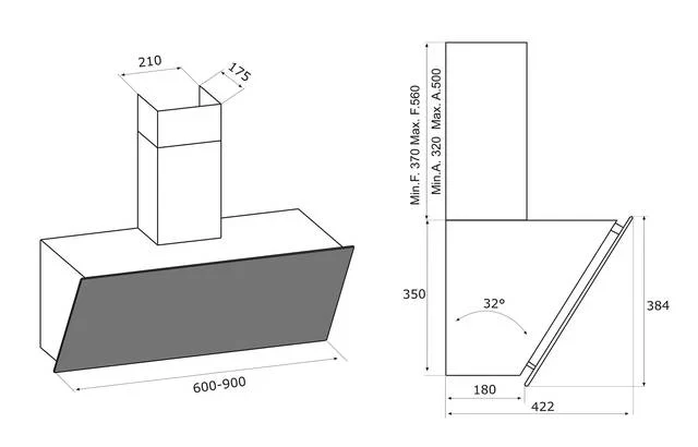 Airforce V13 60cm Wall Mounted Cooker Hood touch control-Grey Stone Finish - Image 2