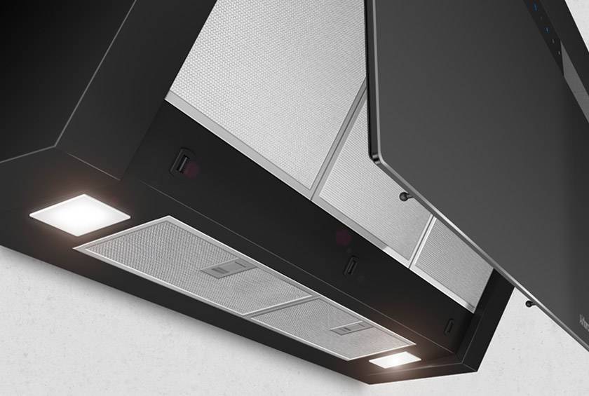 Airforce V4 60cm Flat Wall Mounted Cooker Hood - Black glass - Image 3