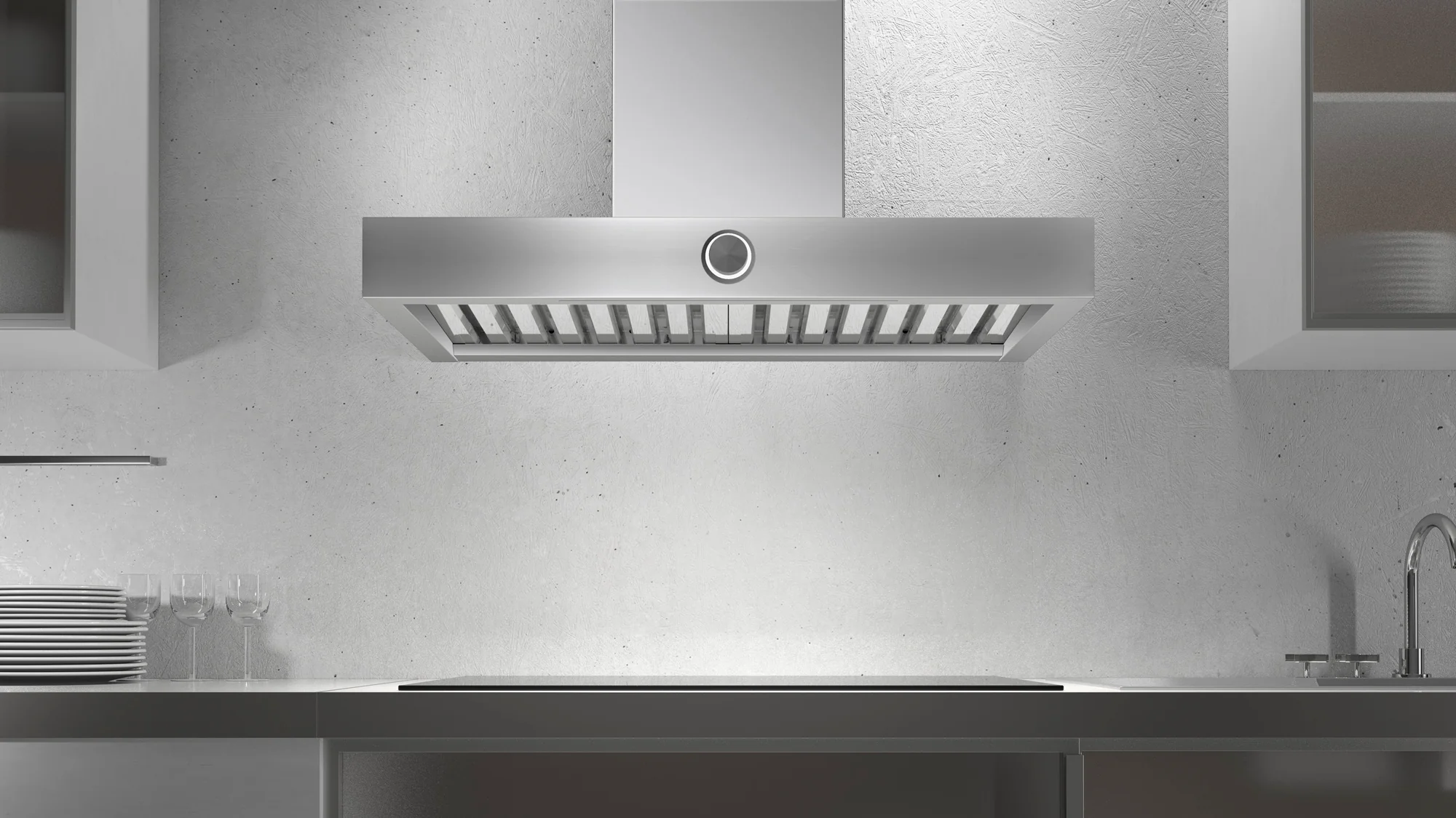 Airforce Vis Boxy 120cm Wall Mounted Cooker Hood with Electronic Rotary Control- Stainless Steel Finish
