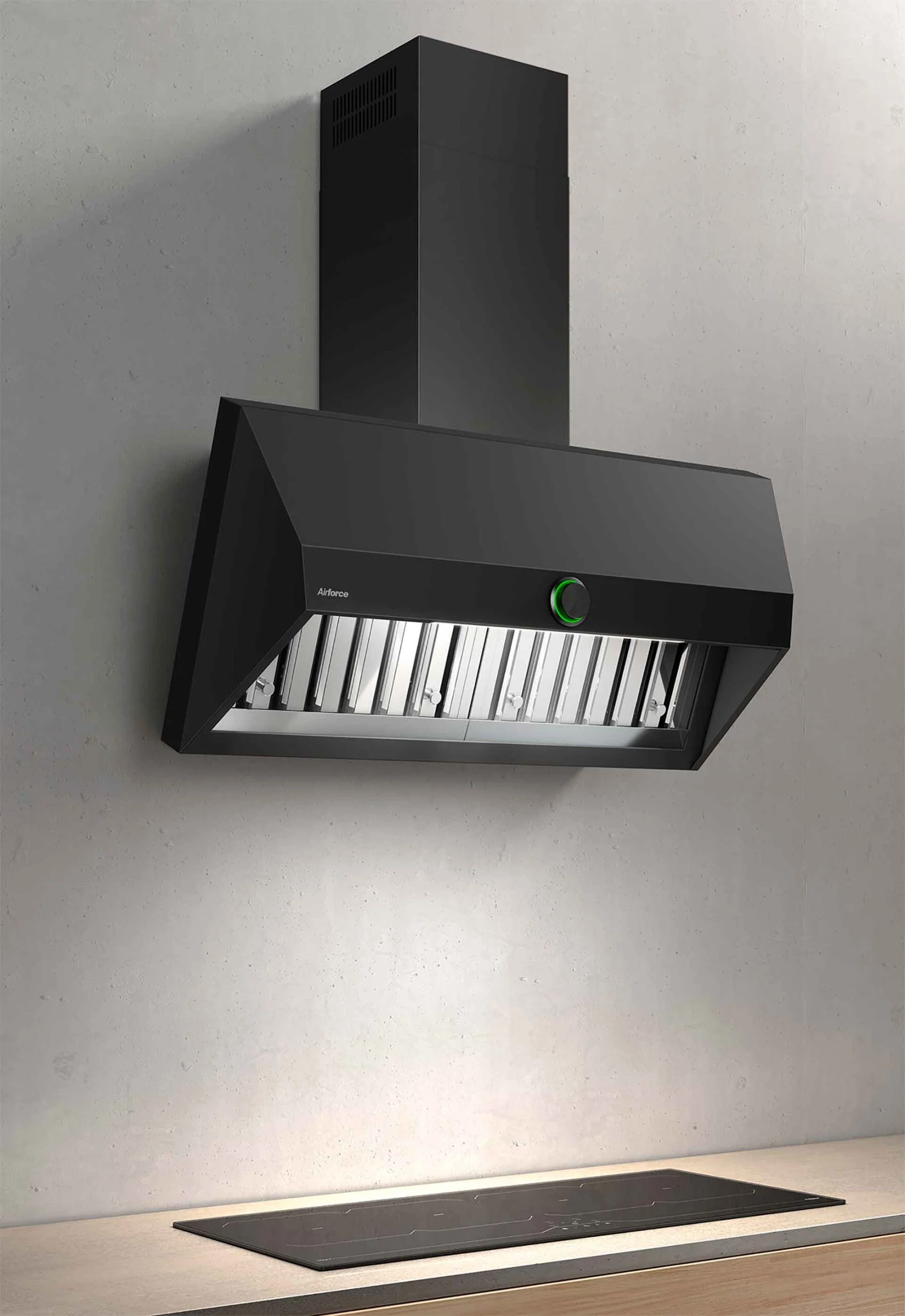 Airforce VIS Head 90cm Wall Mounted Cooker Hood with Non Drop System & Stainless Steel baffle grease filtering system - Anthracite Finish - Image 2