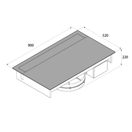 Airforce Slim Plus 90cm Rear Venting Induction Hob with on-board Motor-Recirculating Model - Image 4