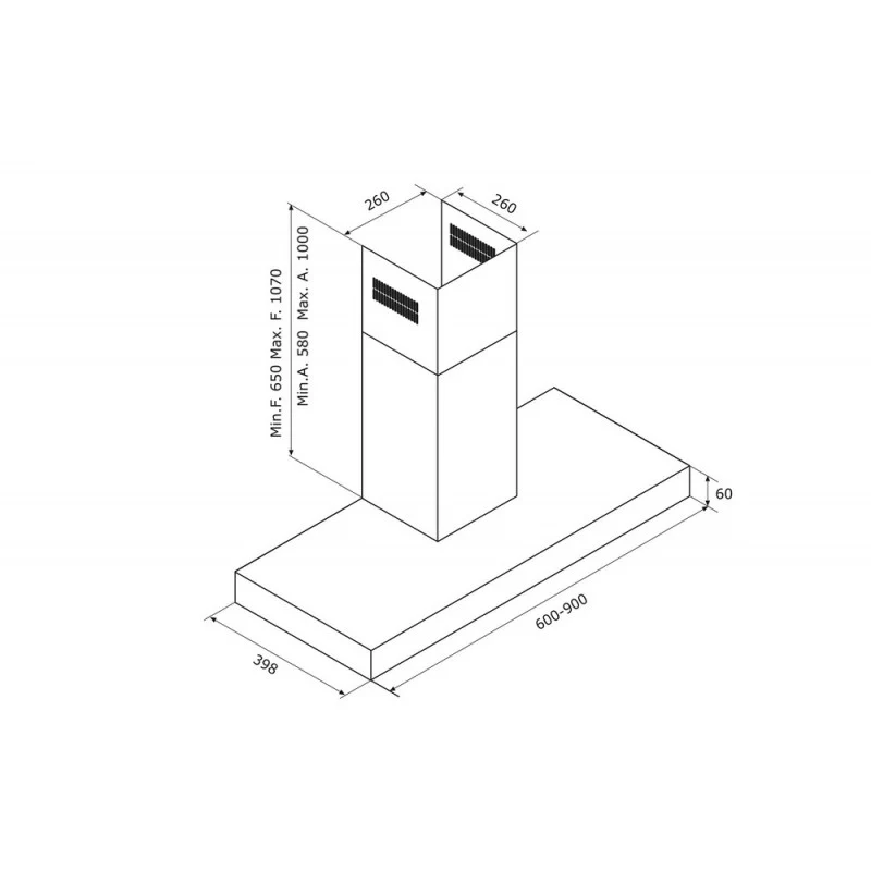 Airforce F53 TLC Wall Mounted Cooker Hood 60cm Remote Controlled-Stainless Steel - Image 2