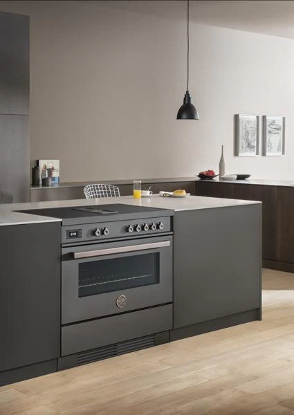 Bertazzoni 90 cm Air-Tec cooker with induction top and integrated hood, electronic oven Professional Series-Carbonio (Carbon) - Image 3