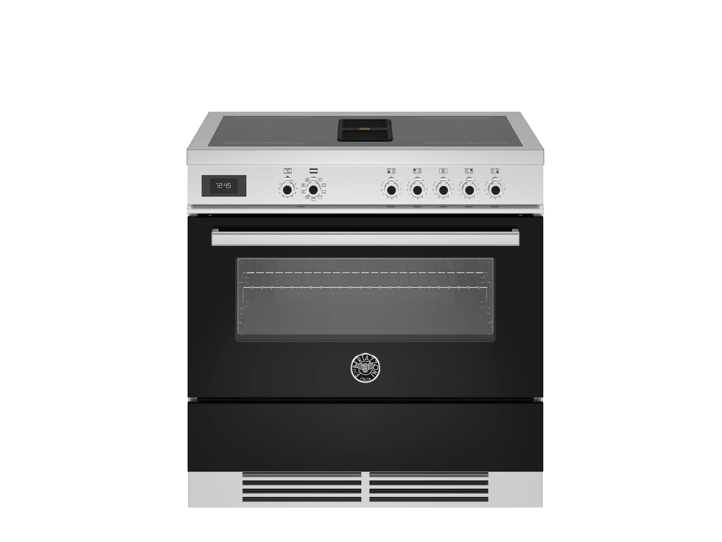 Bertazzoni 90 cm Air-Tec cooker with induction top and integrated hood, electronic oven Professional Series-Nero (Black)
