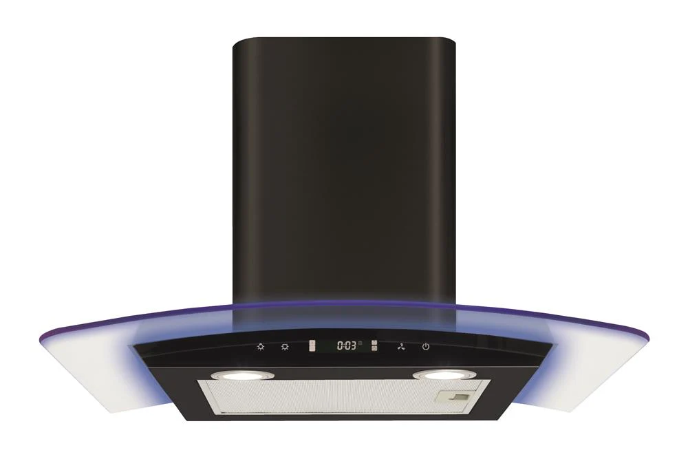 CDA EKP60BL Curved glass extractor with edge lighting